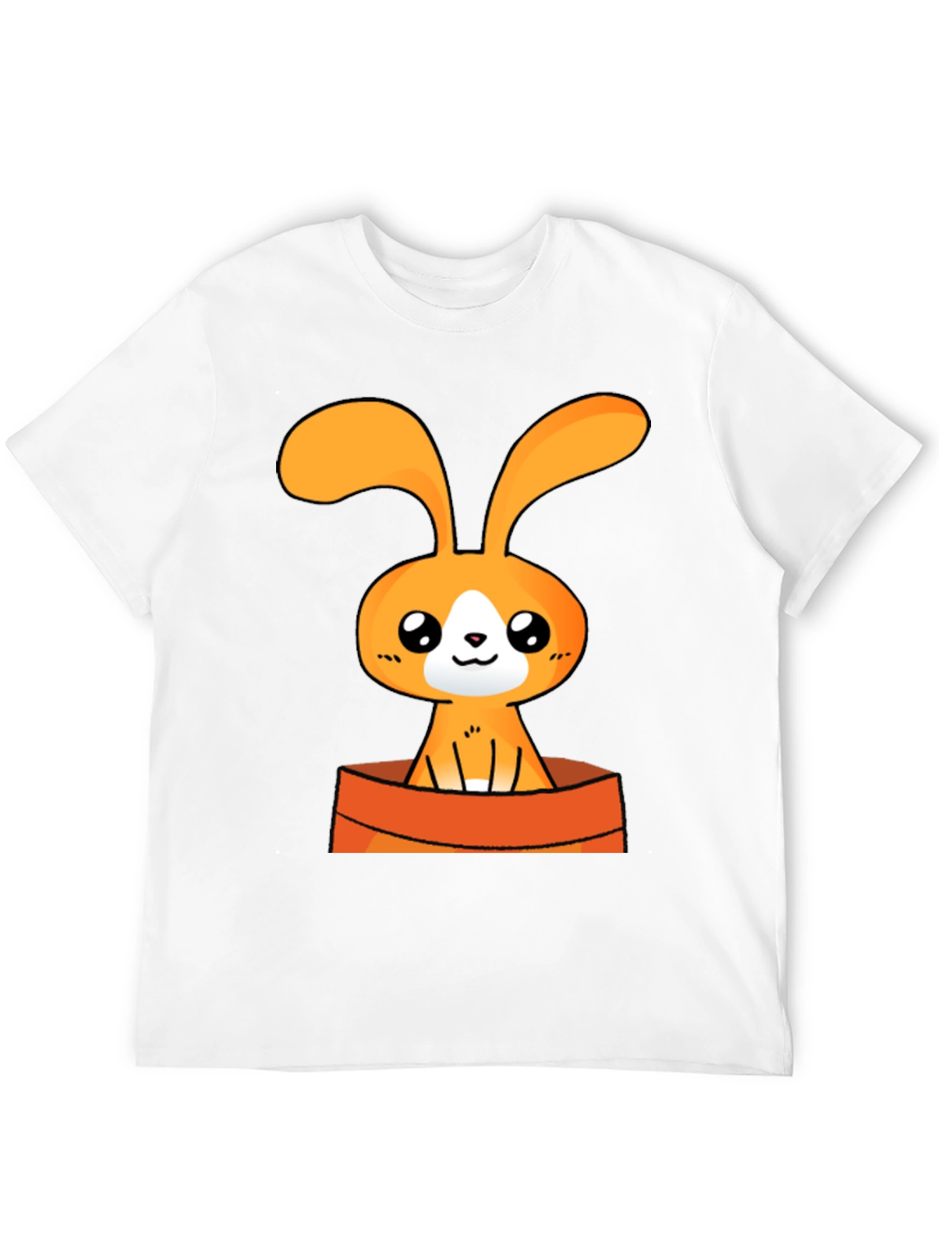 Cute Cartoon Bunny Graphic Tee - Black Cotton T-Shirt