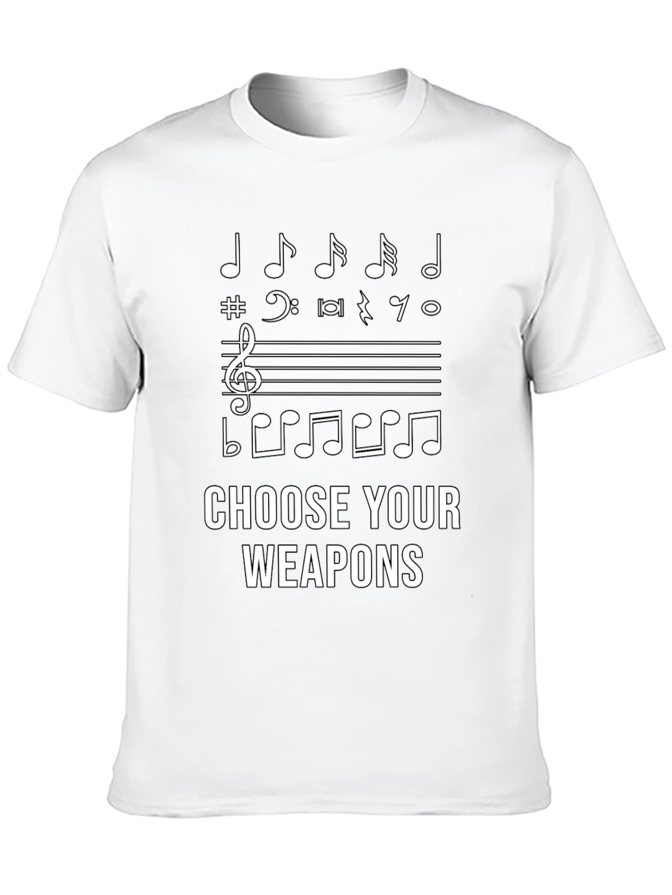 Musical Notes Choose Your Weapons Black T-shirt