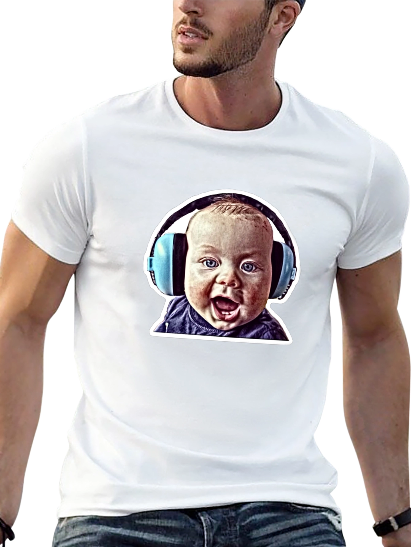 Baby with Headphones Graphic T-Shirt