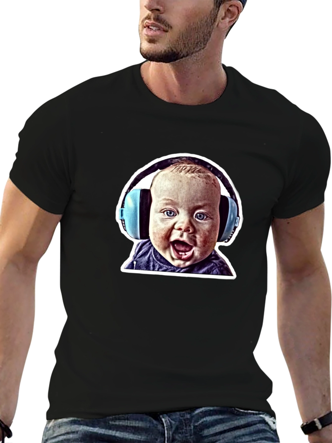 Baby with Headphones Graphic T-Shirt