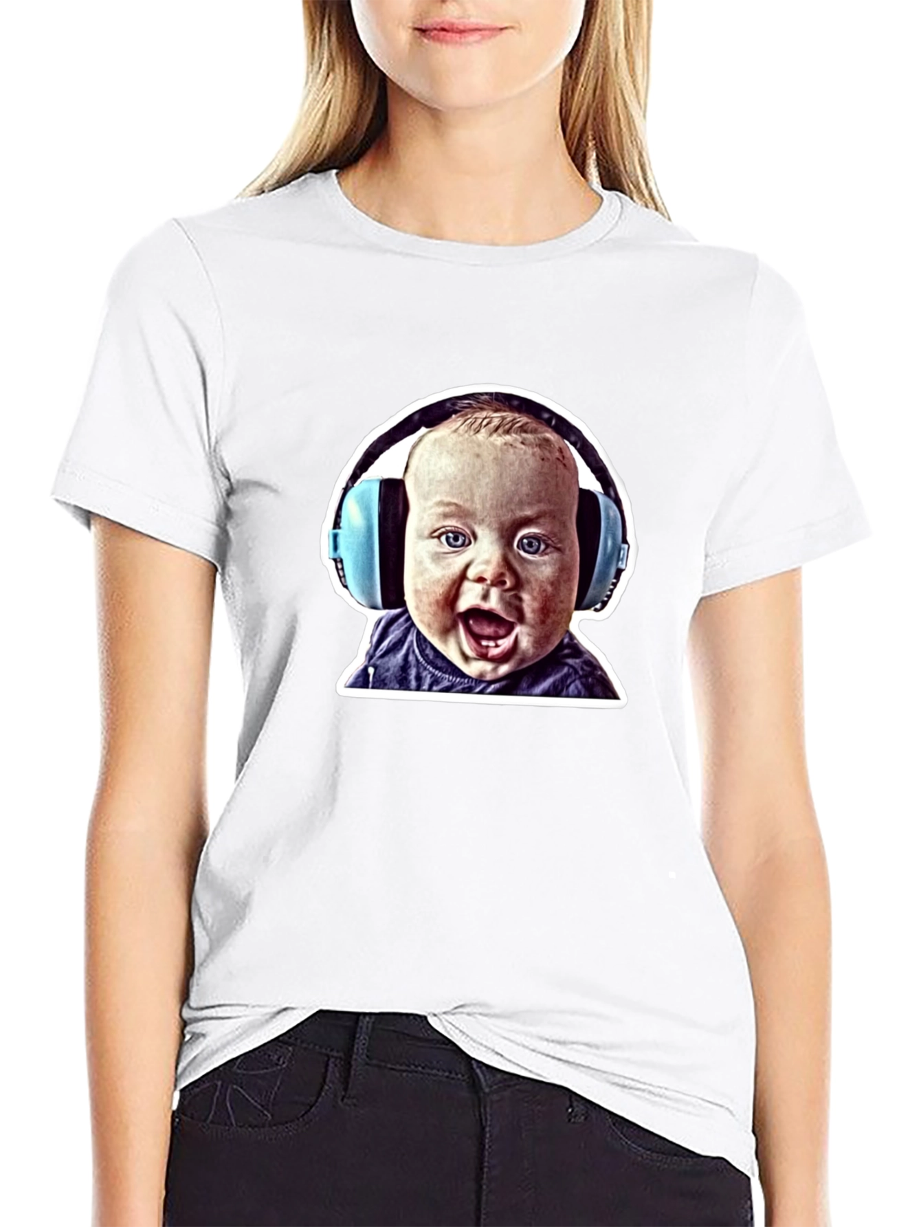 Baby with Headphones Graphic T-Shirt