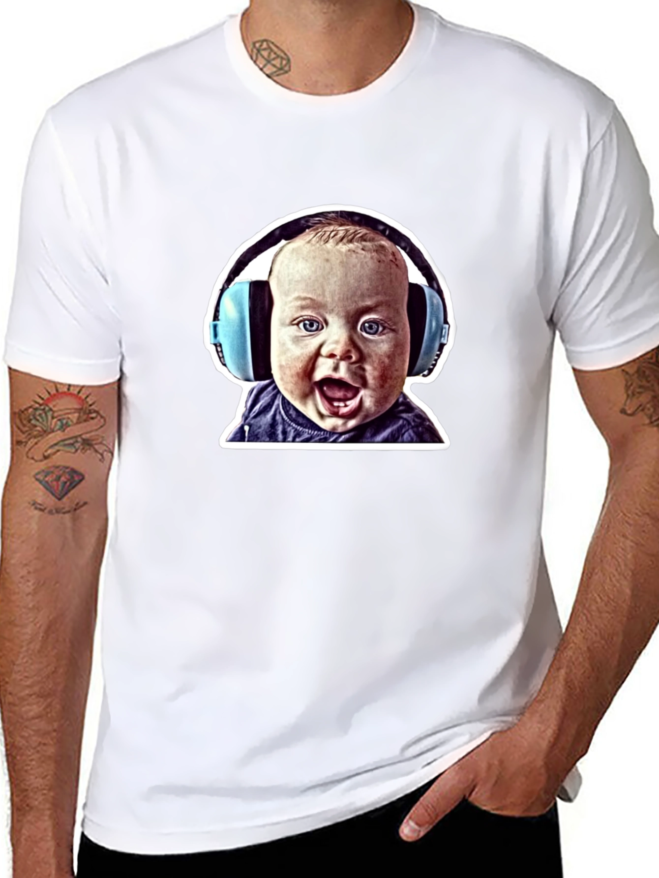 Baby with Headphones Graphic T-Shirt