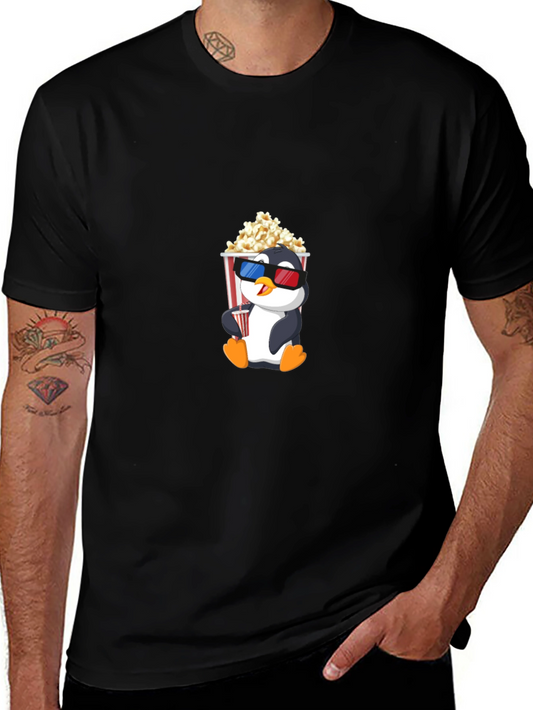 Penguin Popcorn T-Shirt - Movie Night Ready!