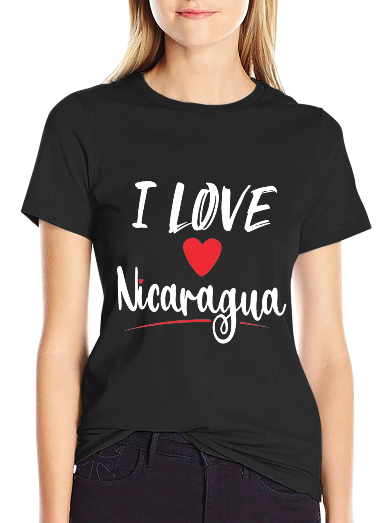 I Love Nicaragua T-Shirt - Black Cotton Tee