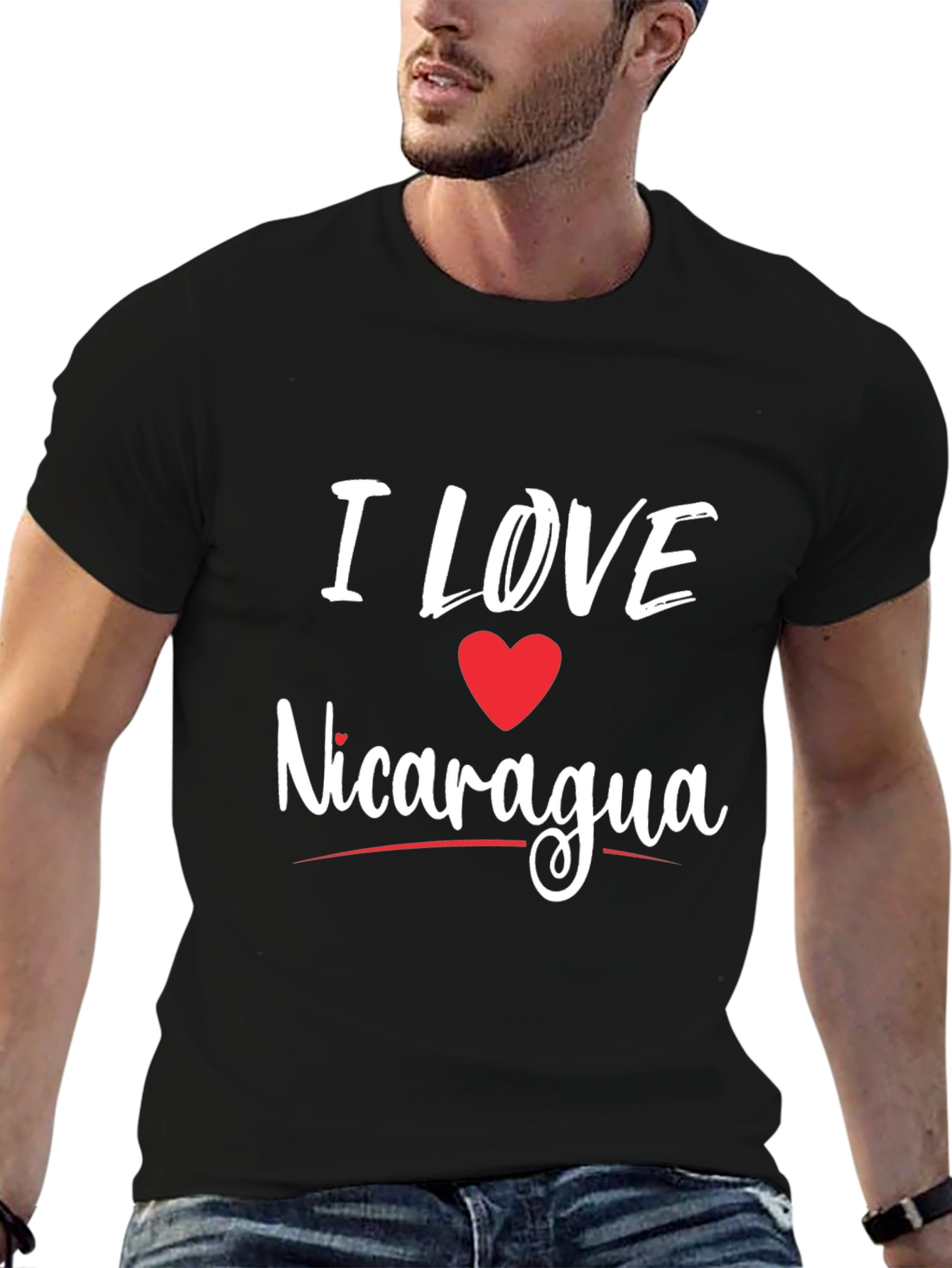 I Love Nicaragua T-Shirt - Black Cotton Tee