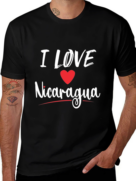 I Love Nicaragua T-Shirt - Black Cotton Tee