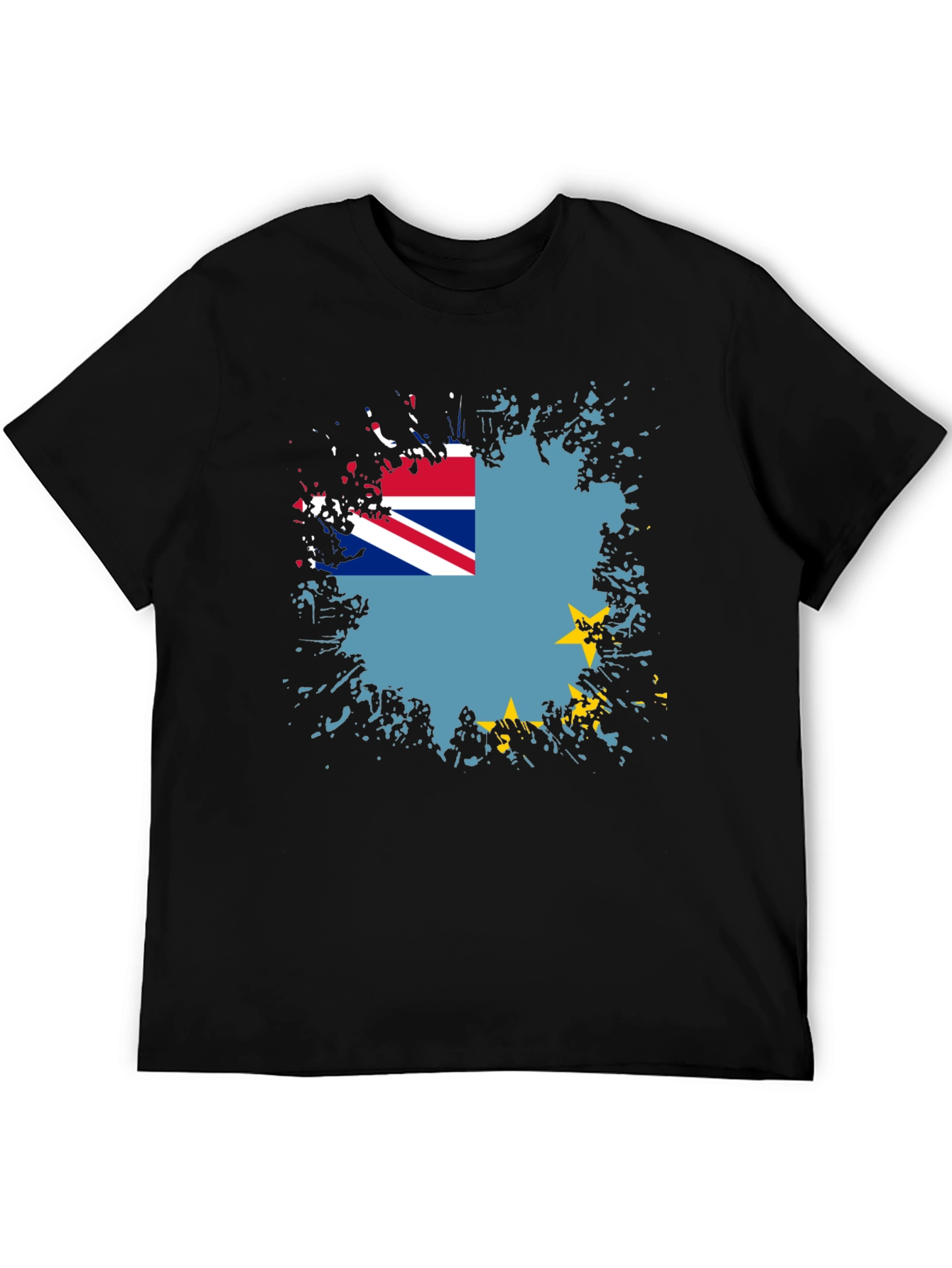 Tuvalu Flag Graphic Tee - Black Cotton Blend