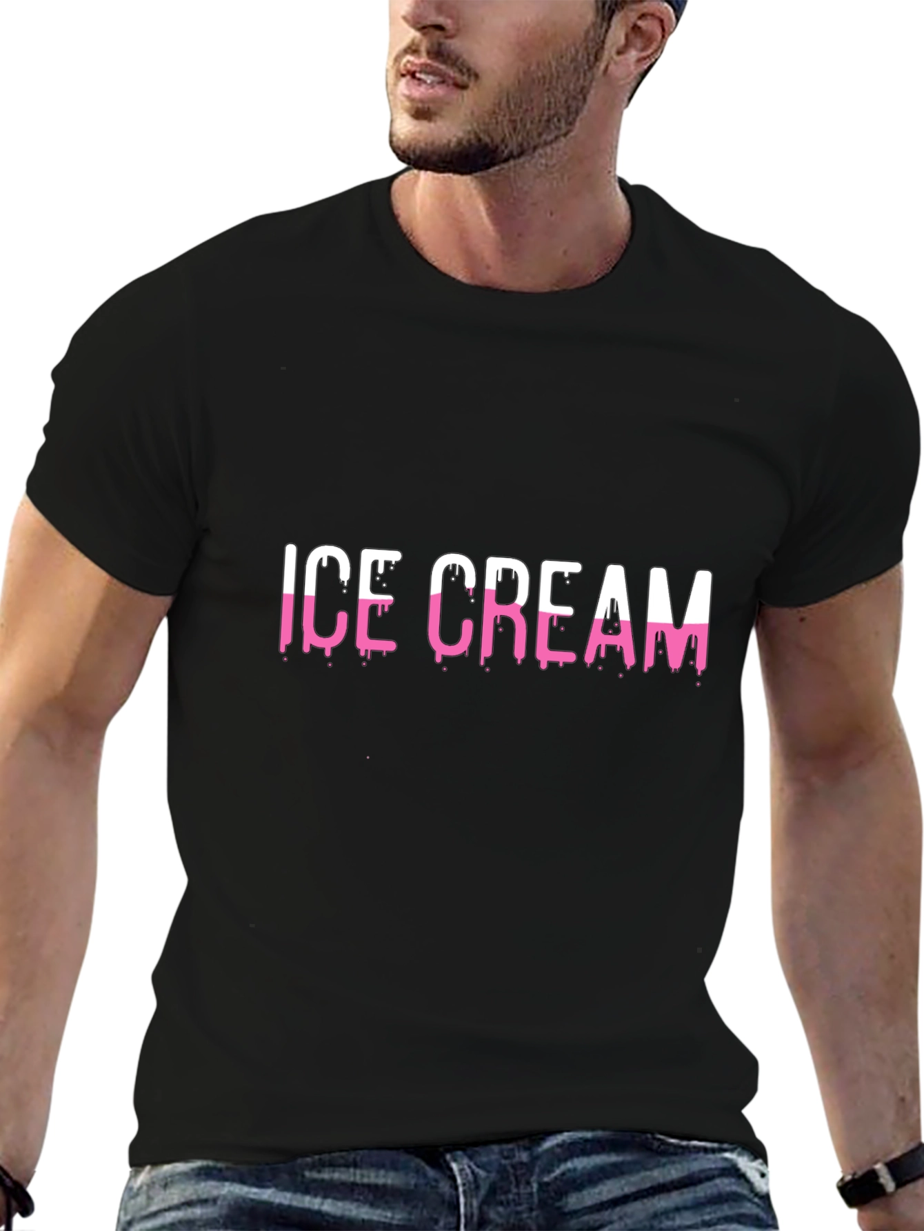 Ice Cream Graphic Print Mens Black T-Shirt