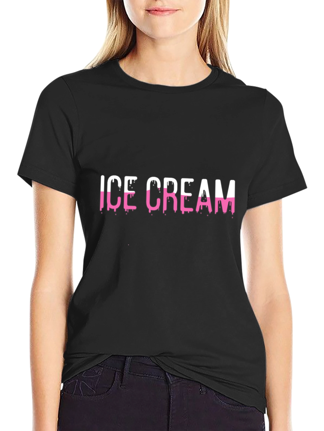 Ice Cream Graphic Print Mens Black T-Shirt