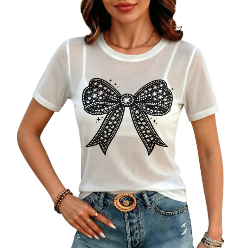 Elegant Sparkling Bow T-Shirt Design(z1191)