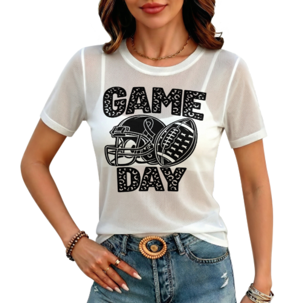 Game Day Leopard Football Helmet Breast Cancer Awareness Graphic Tee | Sports Fan Shirt(z1194)