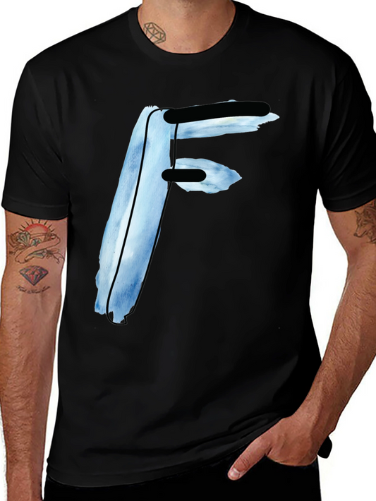 Bold Initial F Graphic Tee - Black Casual Shirt