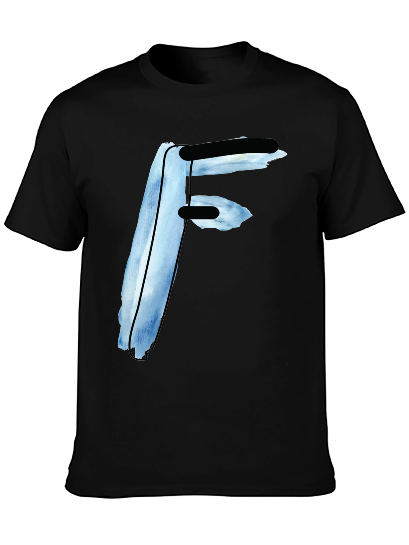 Bold Initial F Graphic Tee - Black Casual Shirt