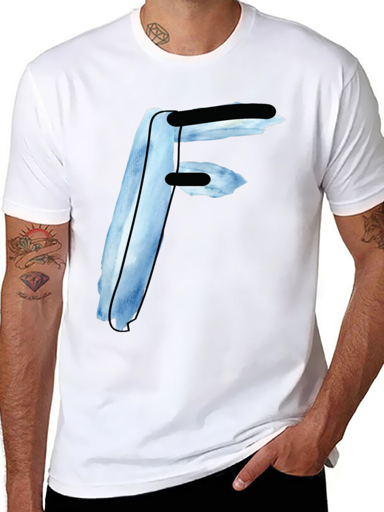 Bold Initial F Graphic Tee - Black Casual Shirt