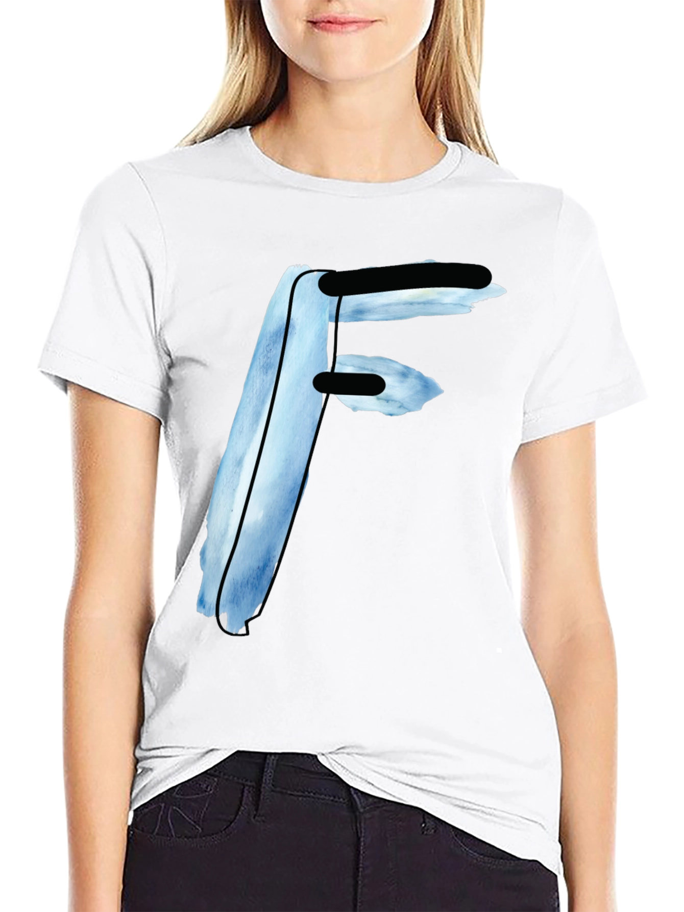 Bold Initial F Graphic Tee - Black Casual Shirt