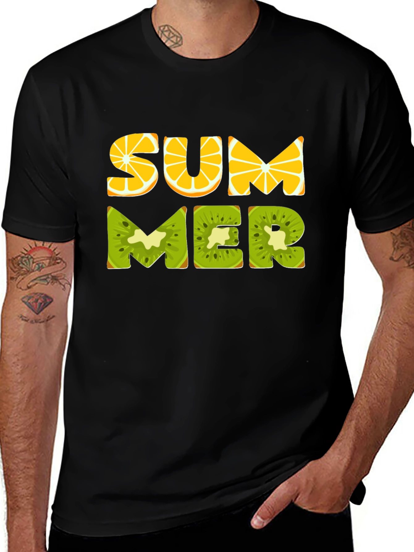 Summer Fruit T-Shirt - Black Graphic Tee