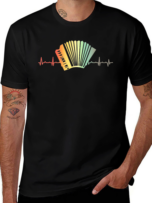 Accordion Heartbeat Graphic T-Shirt - Musician Tee