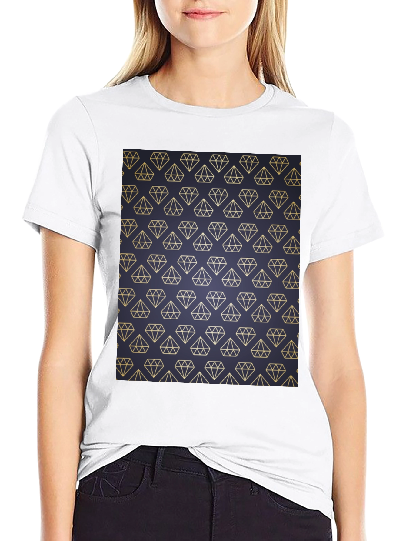 Diamond Pattern Black T-Shirt