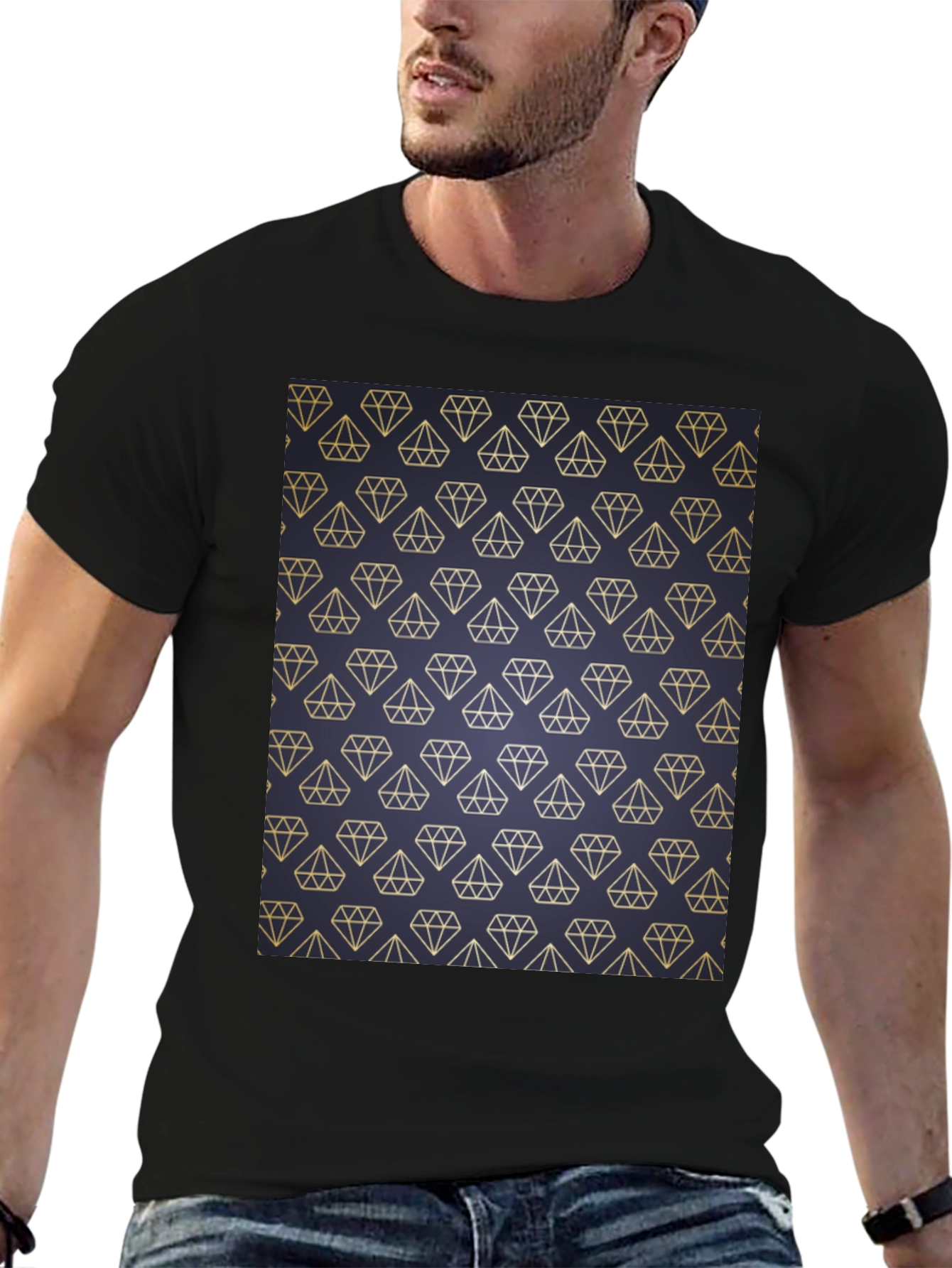 Diamond Pattern Black T-Shirt