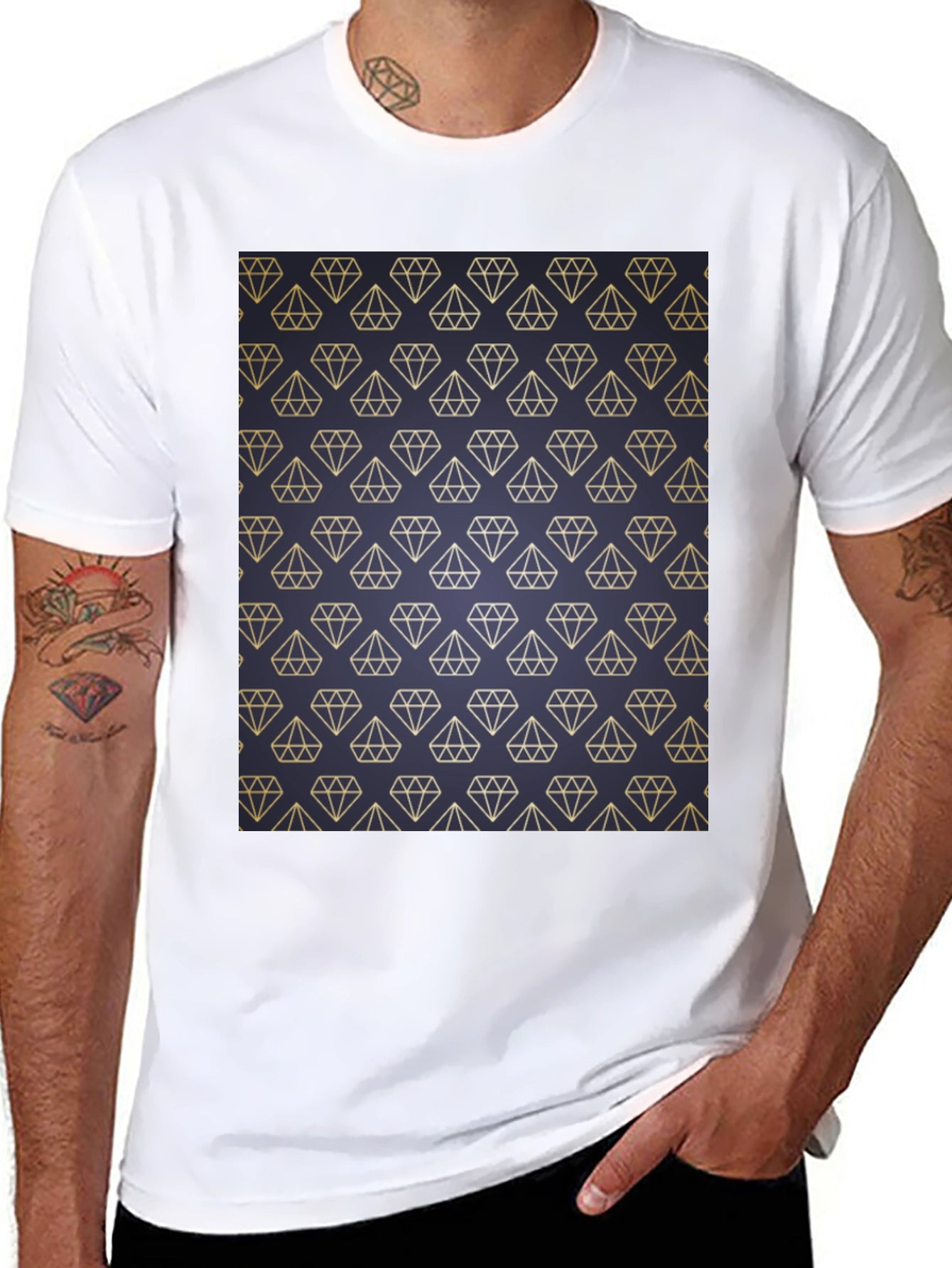 Diamond Pattern Black T-Shirt
