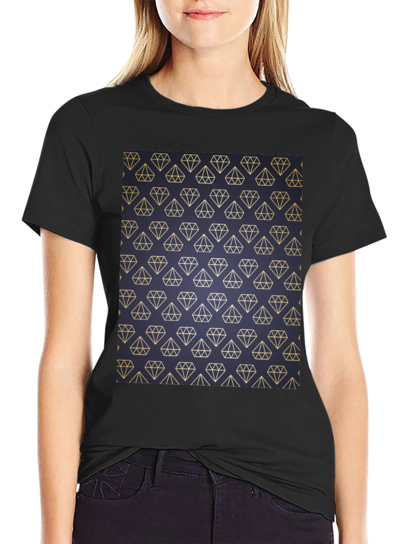 Diamond Pattern Black T-Shirt