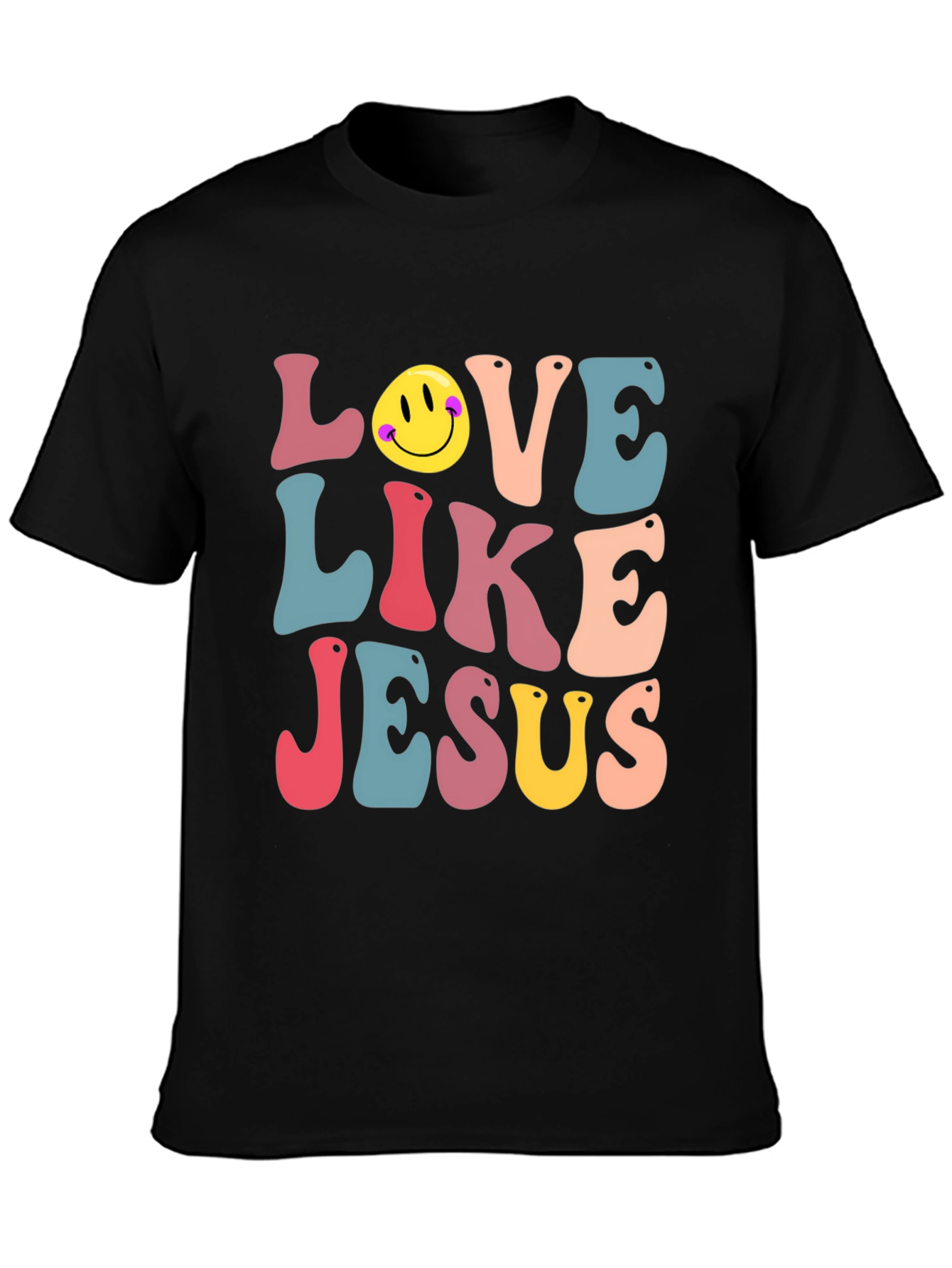 Love Like Jesus T-Shirt - Retro Smiley Face Design
