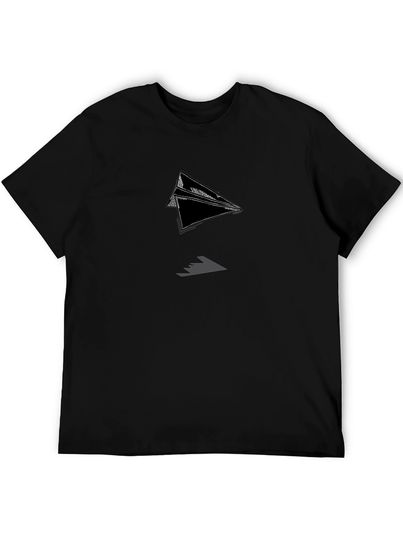 Paper Plane Graphic Tee - Soft Black Cotton Shirt