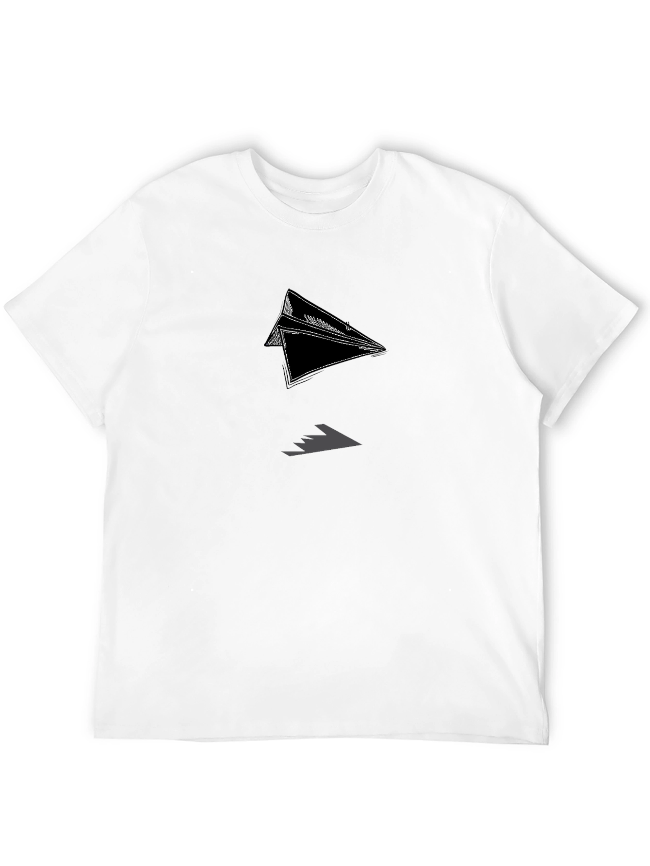 Paper Plane Graphic Tee - Soft Black Cotton Shirt