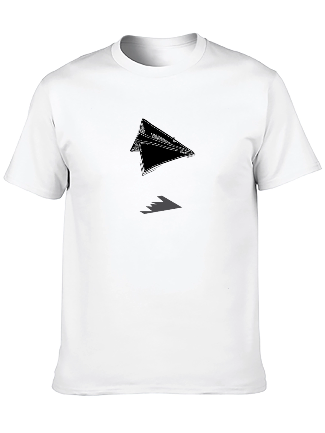 Paper Plane Graphic Tee - Soft Black Cotton Shirt