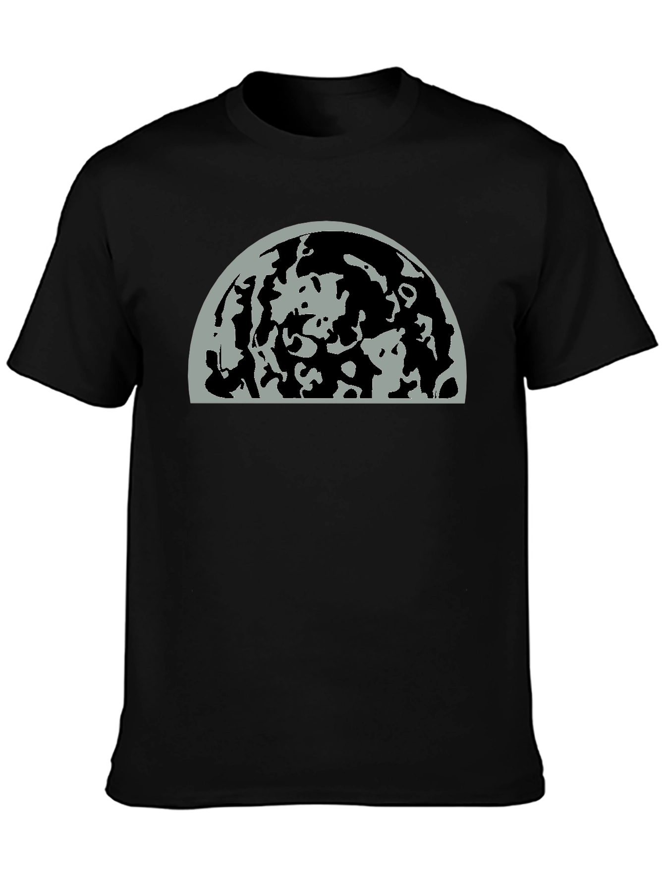 Abstract Moon Graphic Print Black T-Shirt