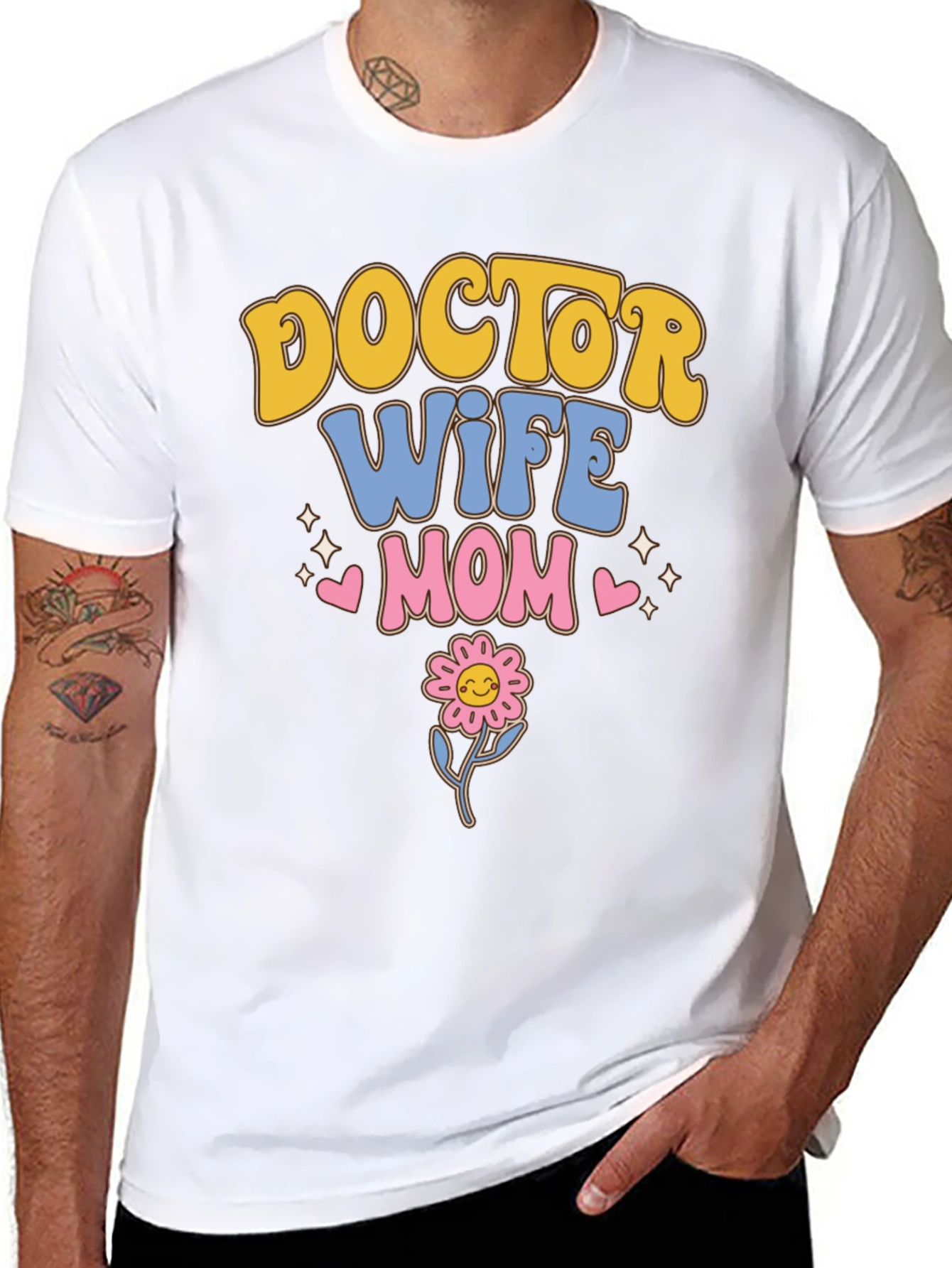 Doctor Wife Mom T-Shirt | Cute Flower Design