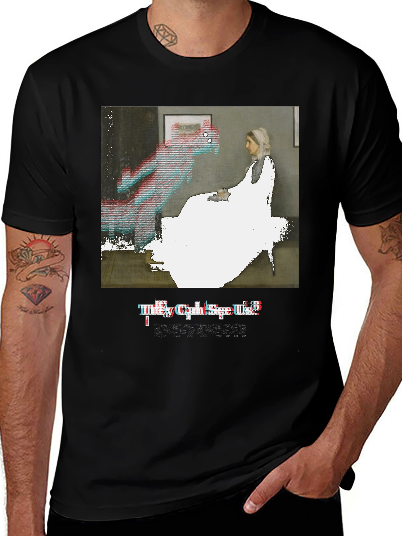 Artistic Graphic Tee: They Can See Us