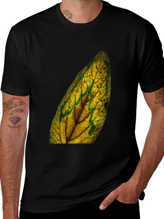 Leaf Print Black Tee - Nature Inspired Style