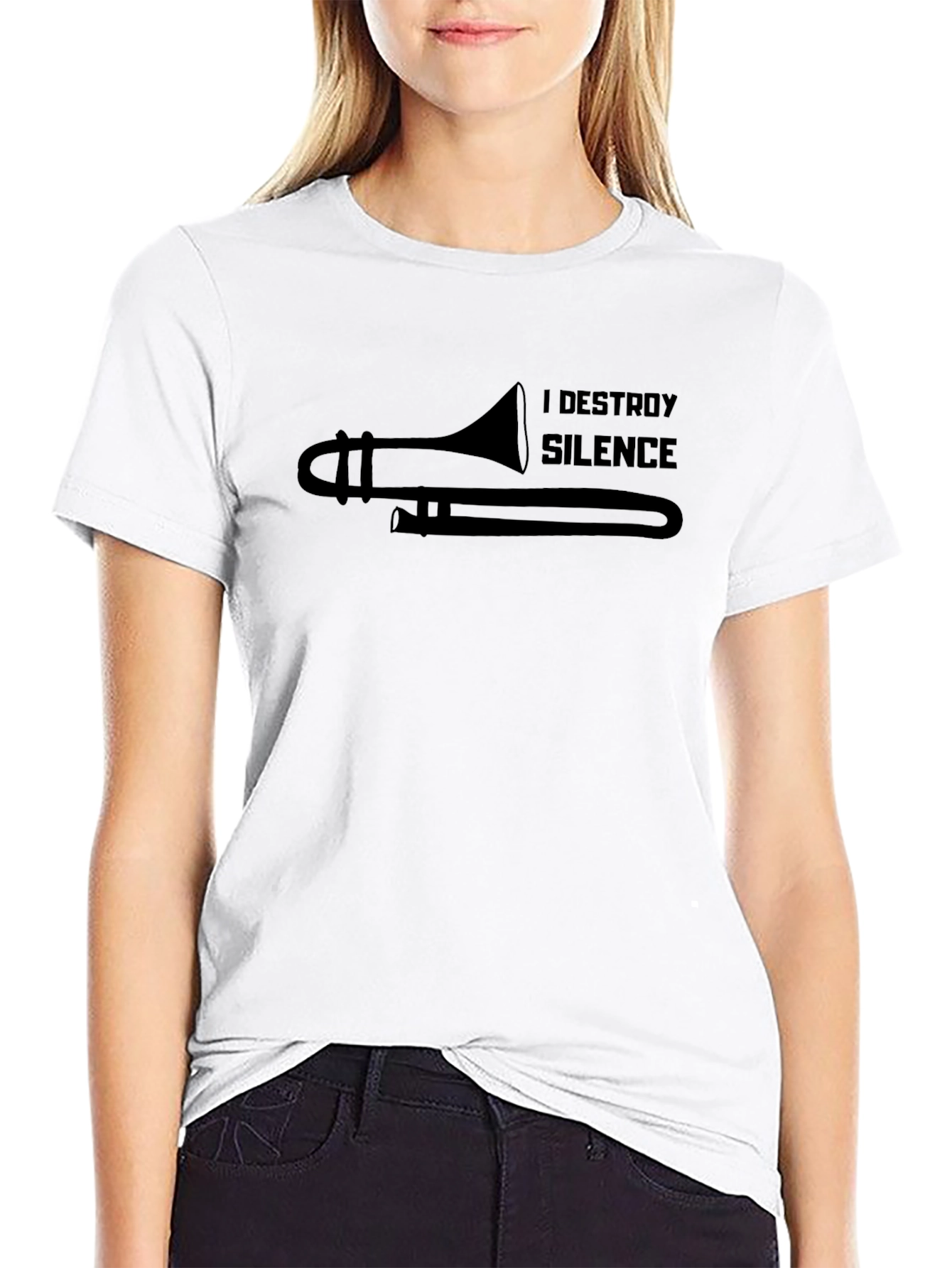 I Destroy Silence Trombone Player Black T-Shirt