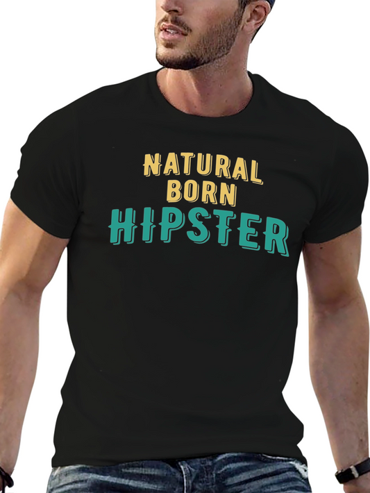 Natural Born Hipster Graphic Tee - Soft Black Cotton