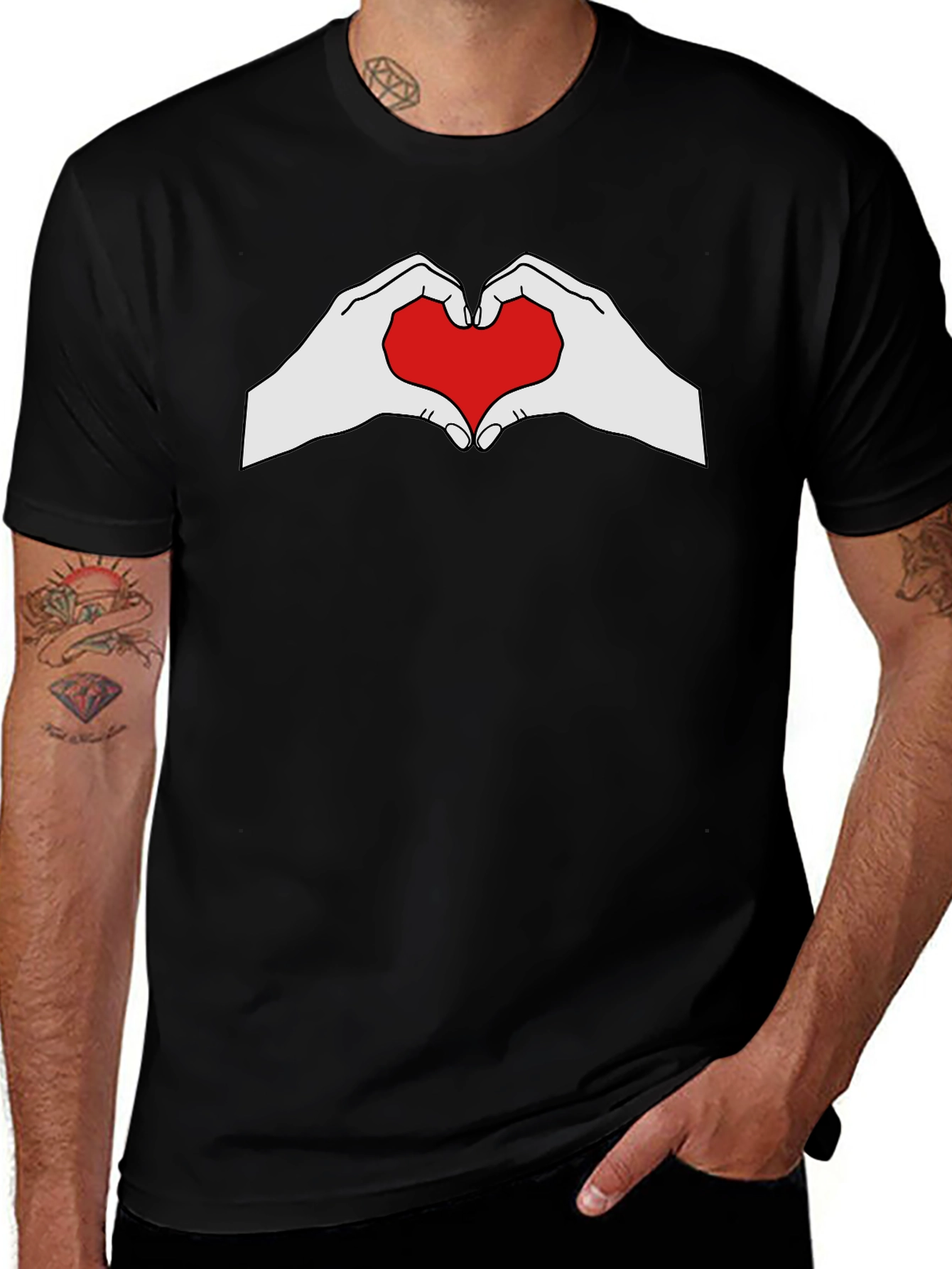 Heart Hands Graphic Tee - Black