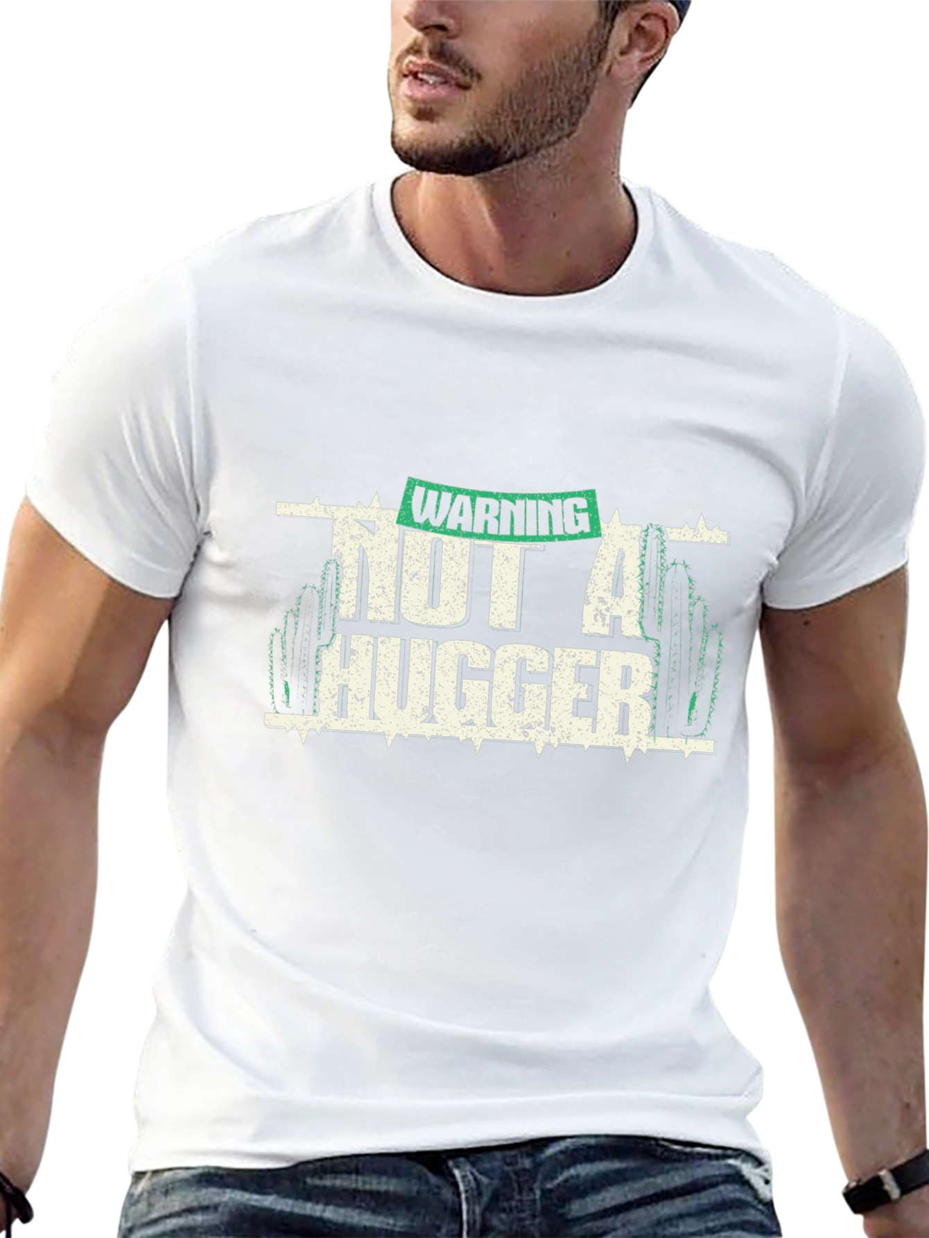 Warning Not A Hugger Cactus Graphic Tee