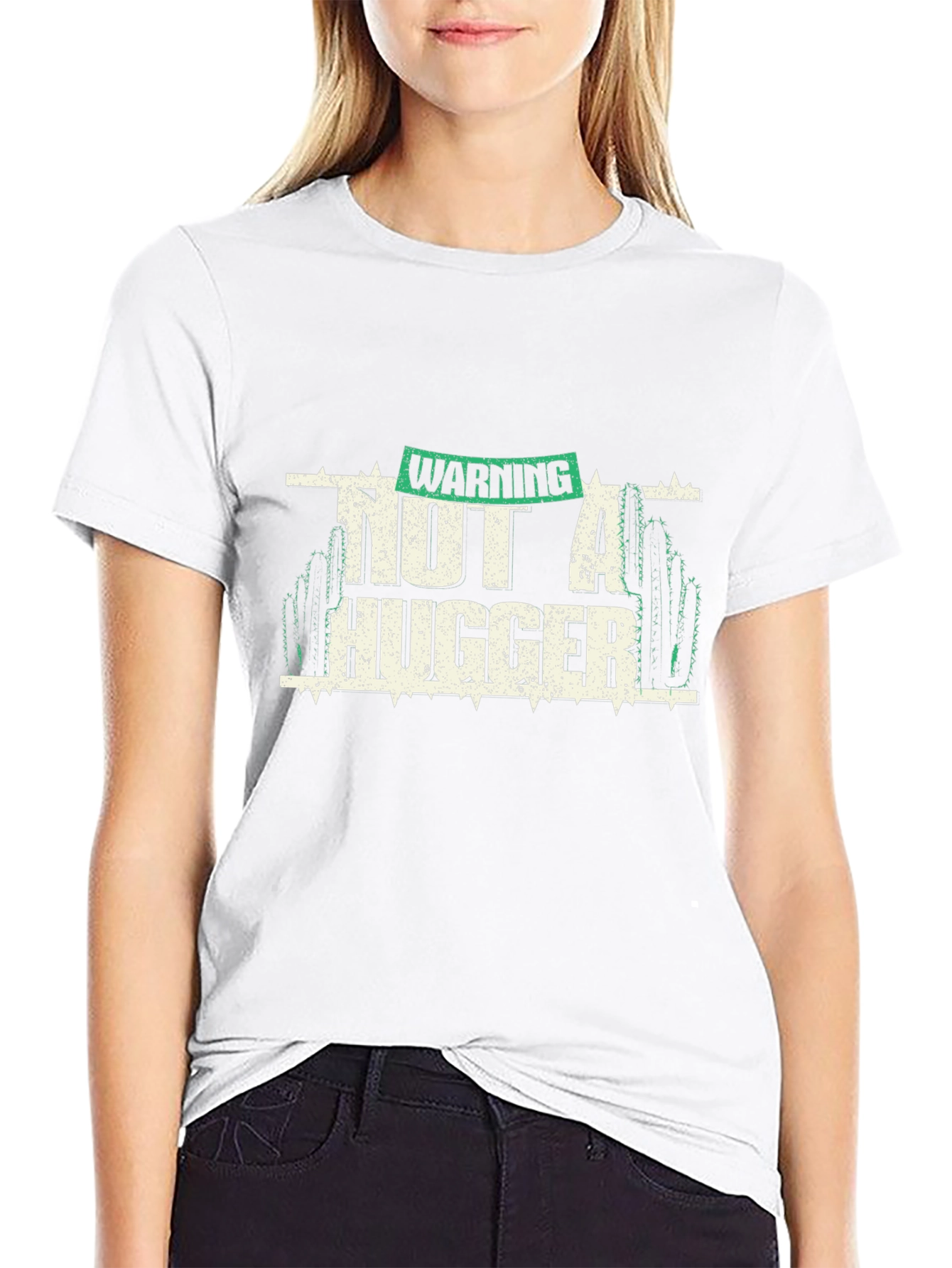 Warning Not A Hugger Cactus Graphic Tee