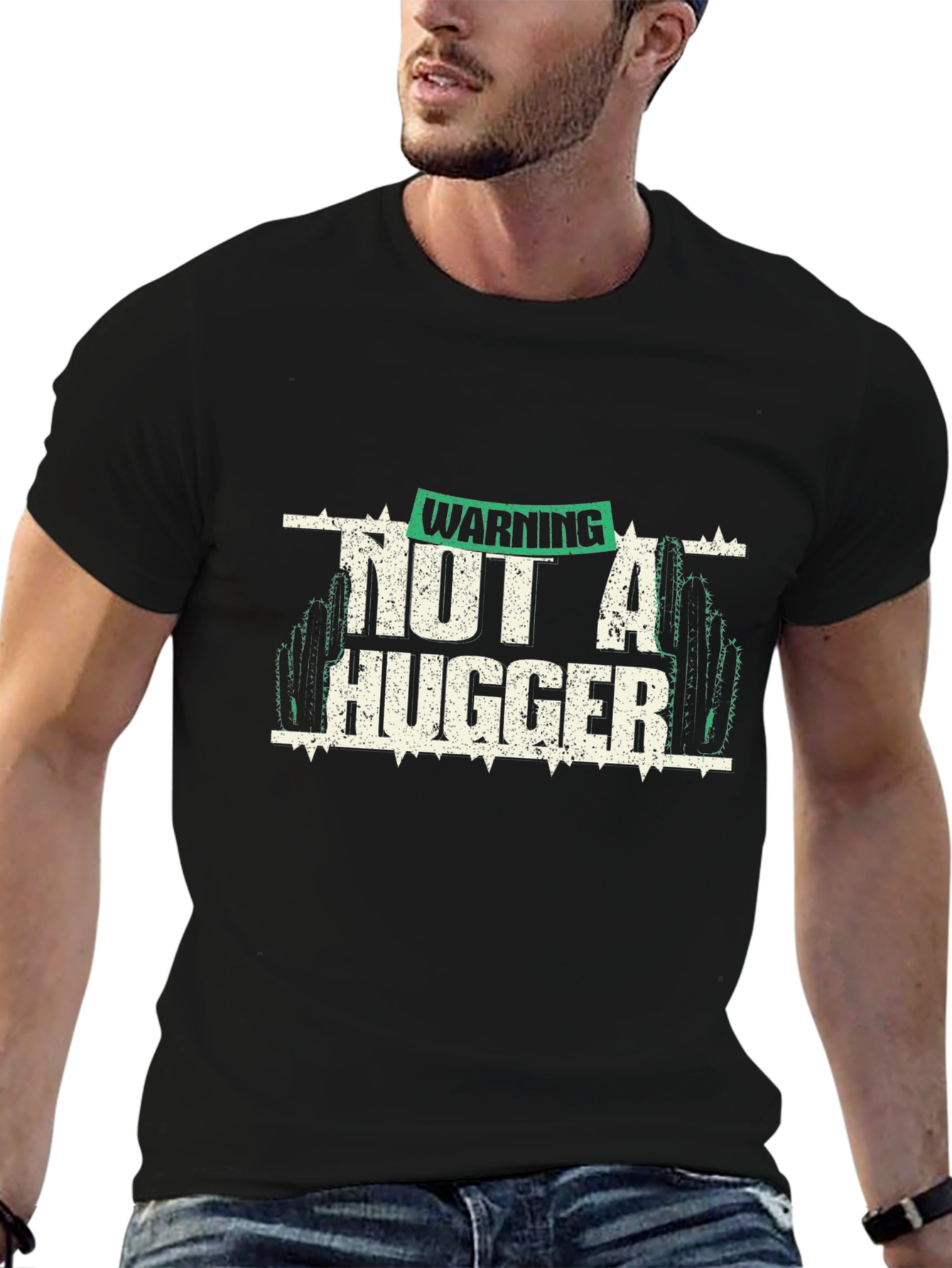 Warning Not A Hugger Cactus Graphic Tee
