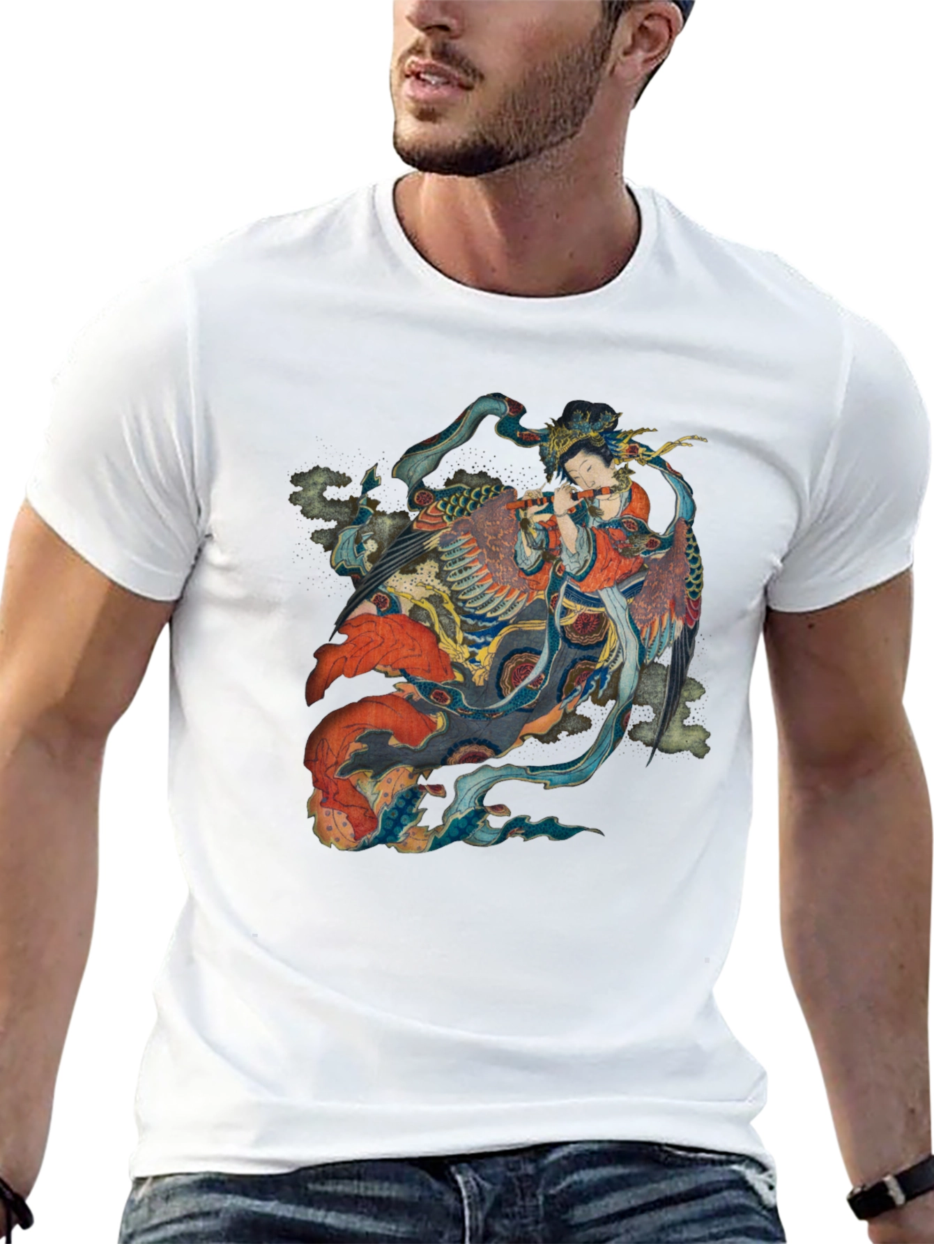 Oriental Phoenix T-Shirt - Black Cotton Tee