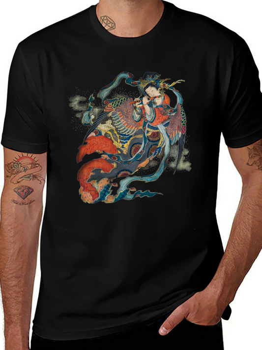 Oriental Phoenix T-Shirt - Black Cotton Tee