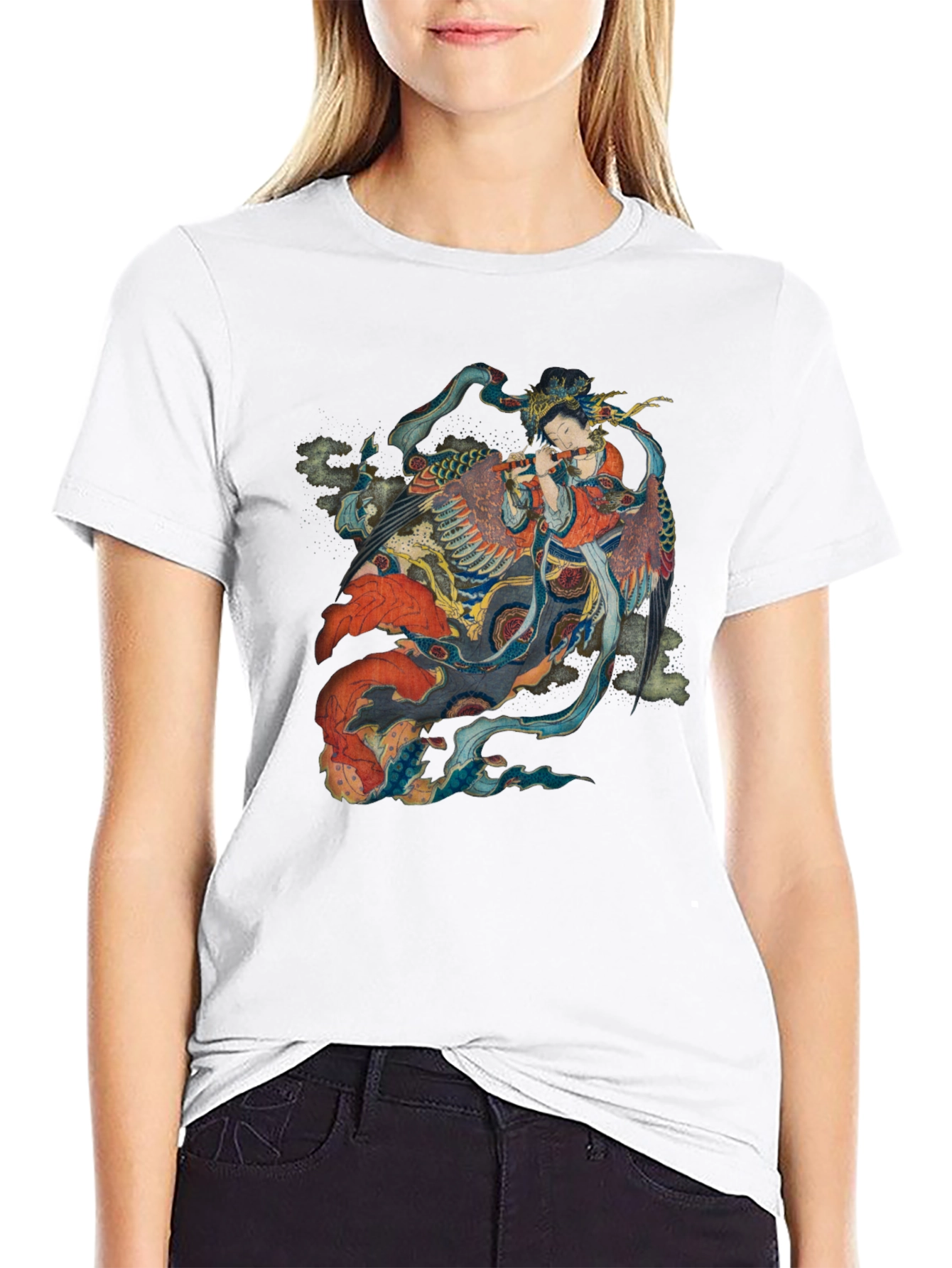 Oriental Phoenix T-Shirt - Black Cotton Tee
