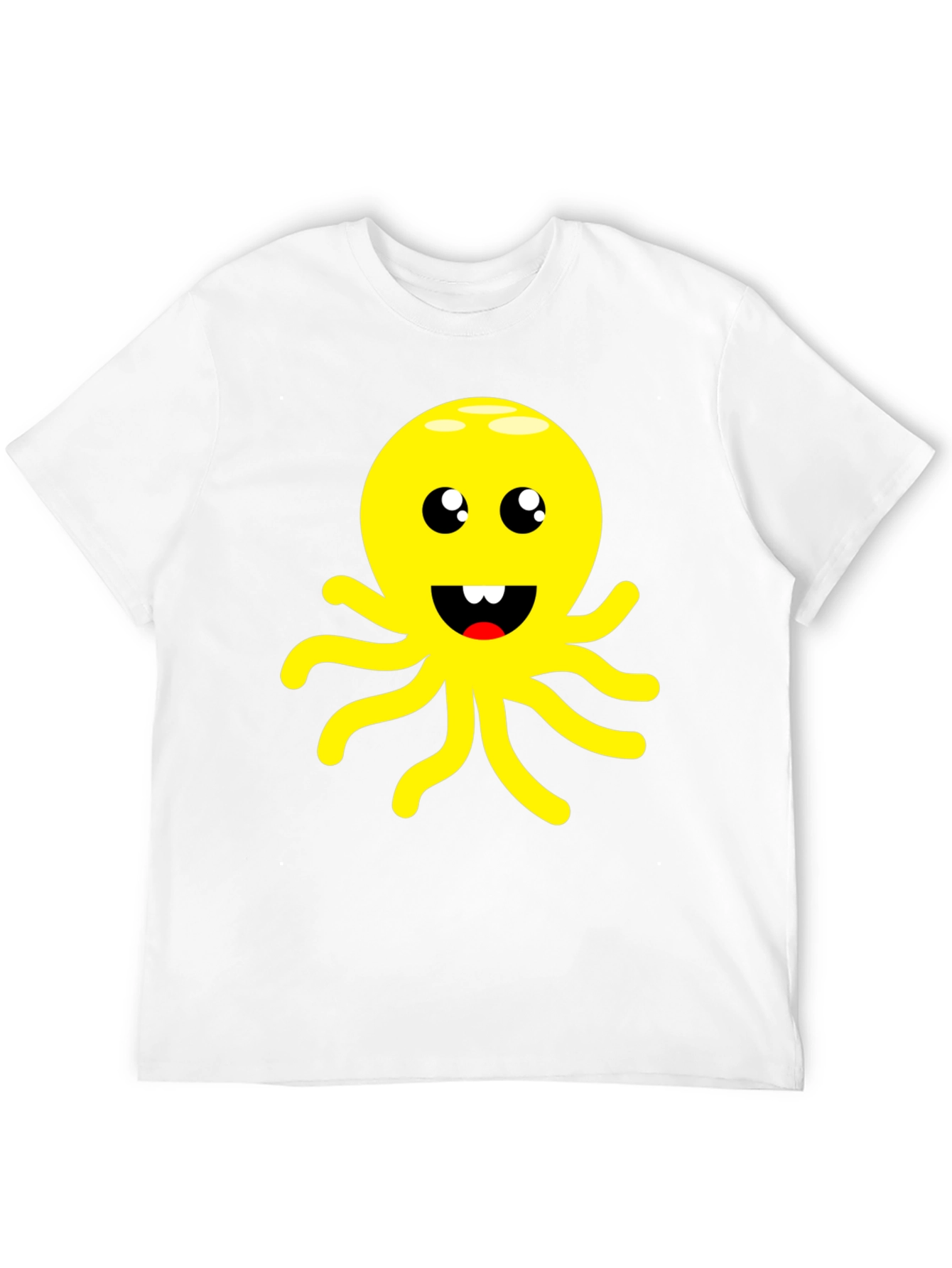 Cute Cartoon Octopus Graphic Black T-Shirt