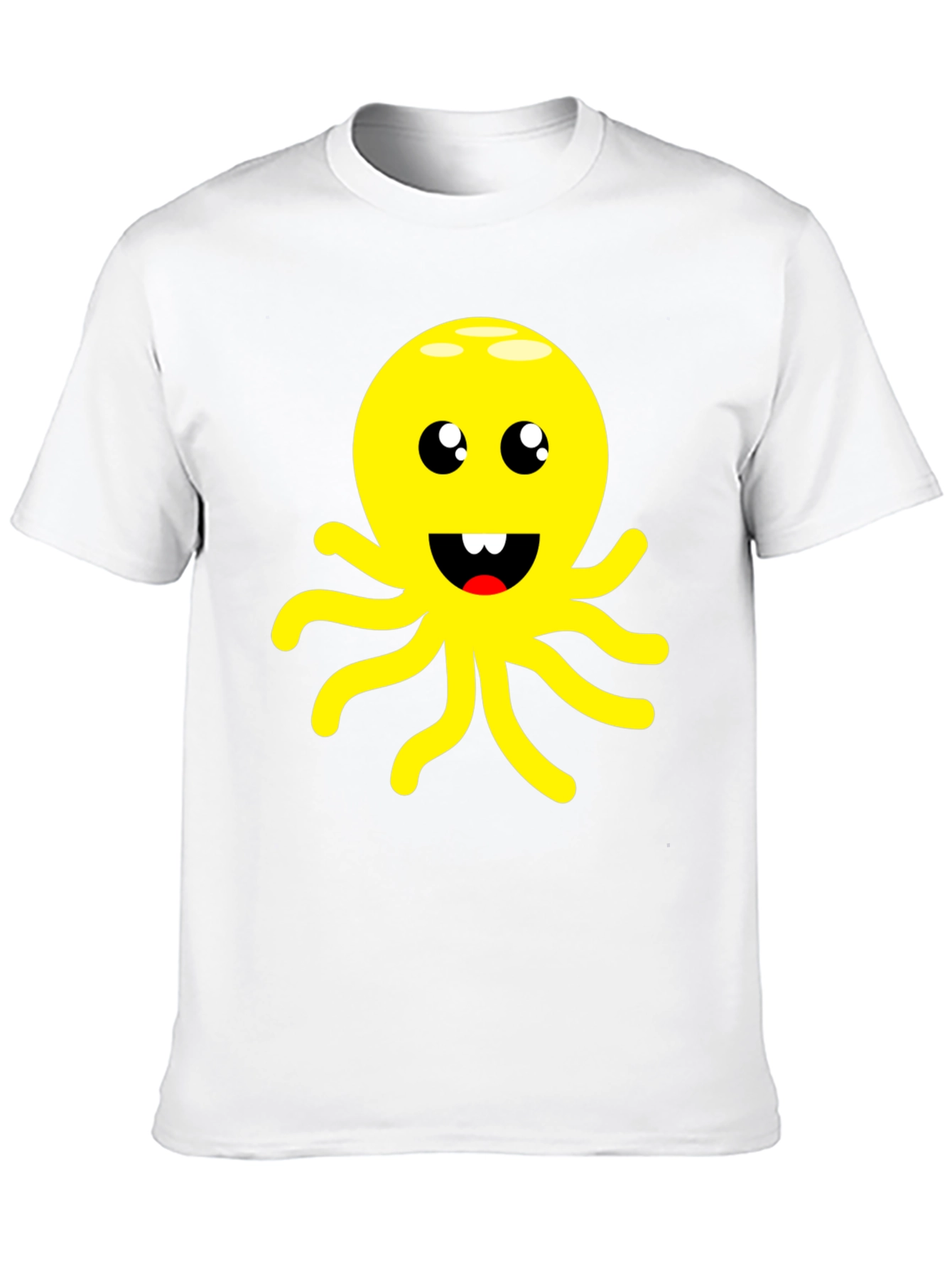 Cute Cartoon Octopus Graphic Black T-Shirt