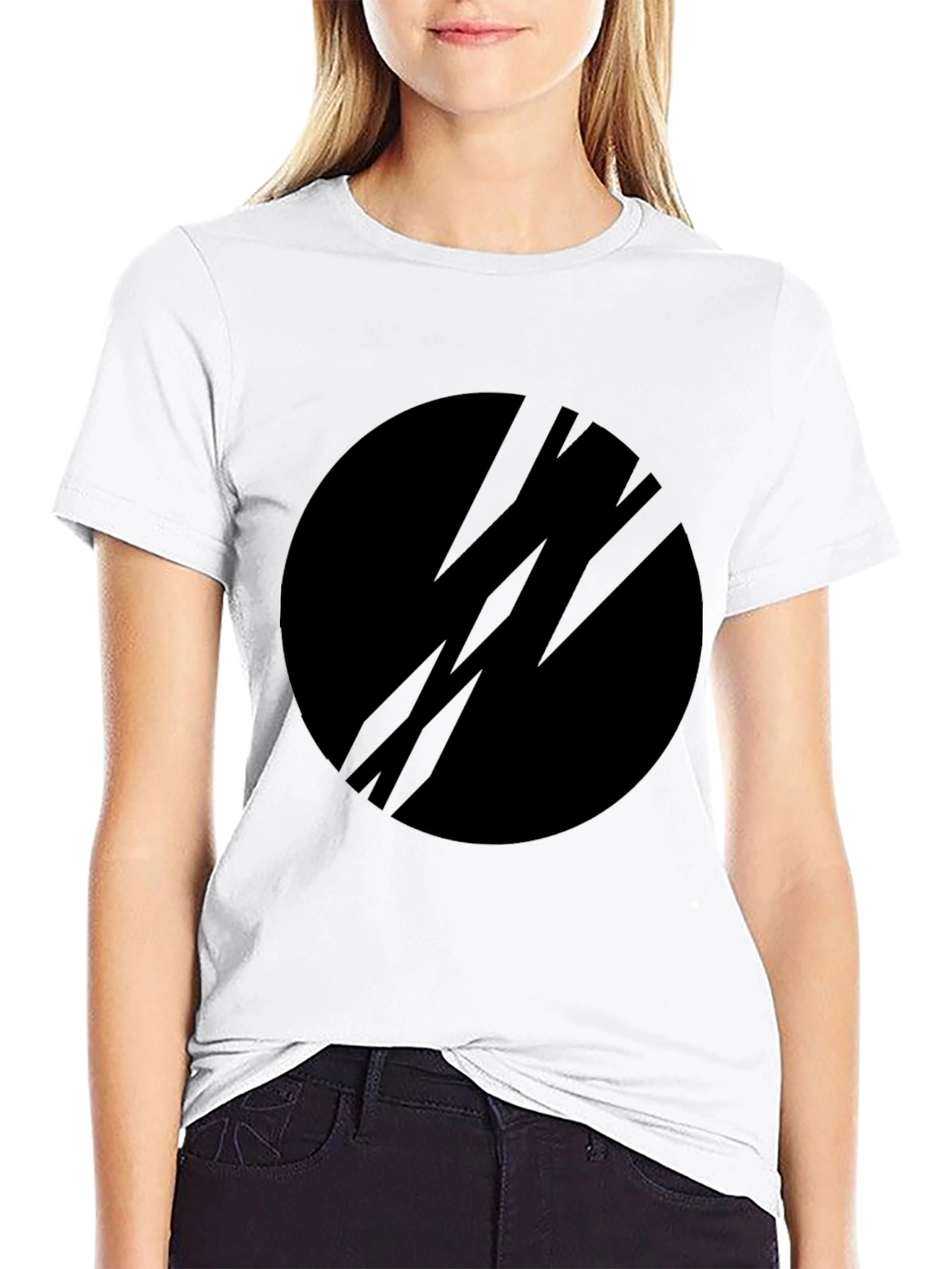Black Graphic Tee - Modern Circle Design