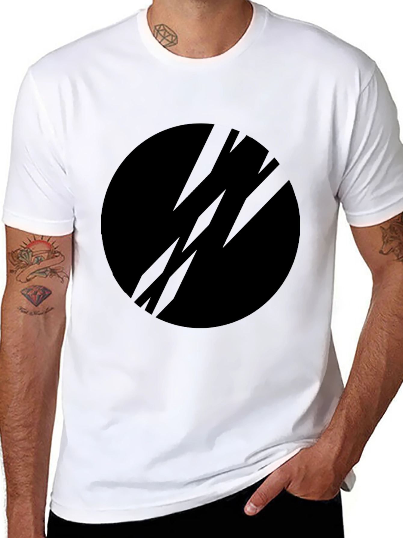 Black Graphic Tee - Modern Circle Design