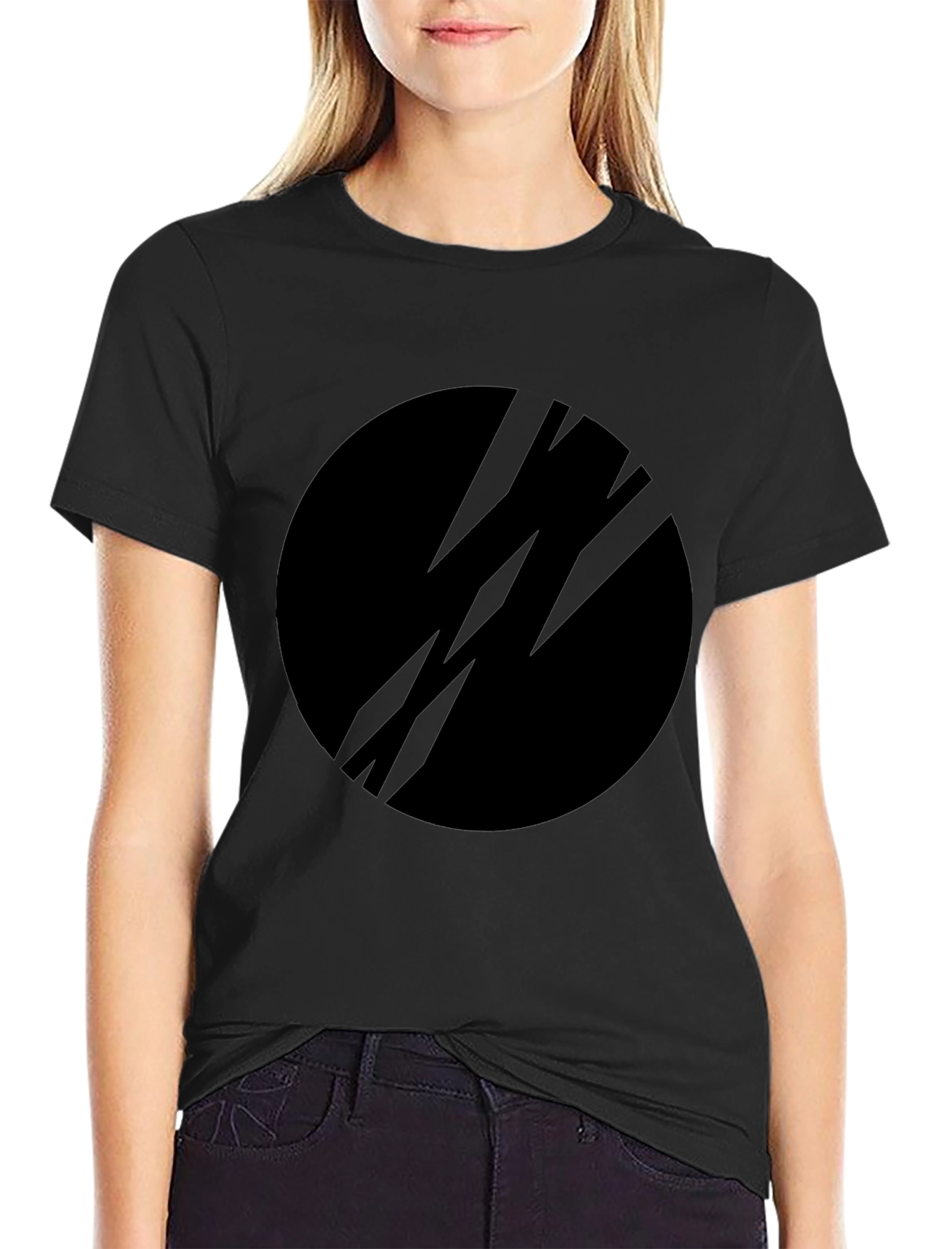Black Graphic Tee - Modern Circle Design
