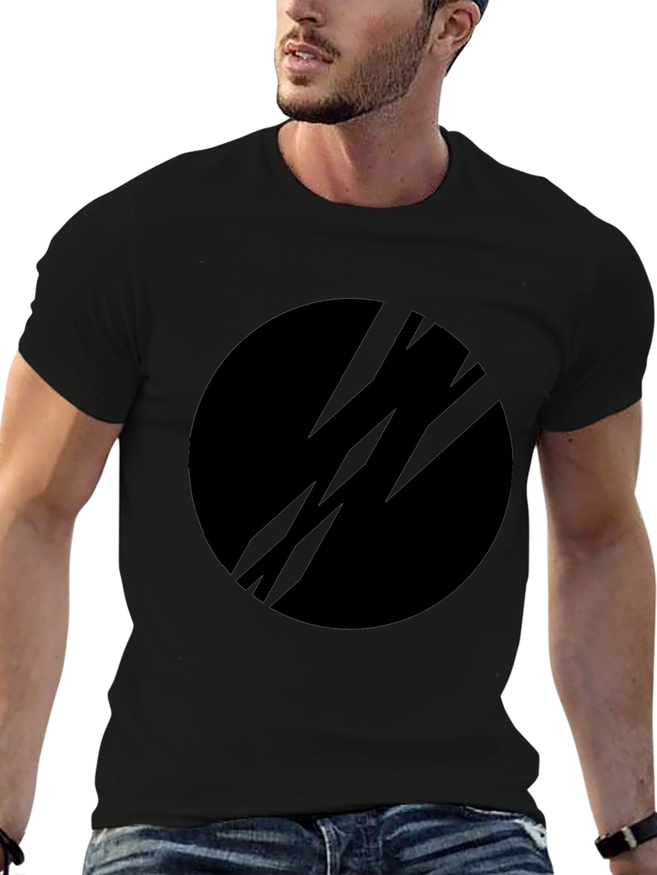 Black Graphic Tee - Modern Circle Design