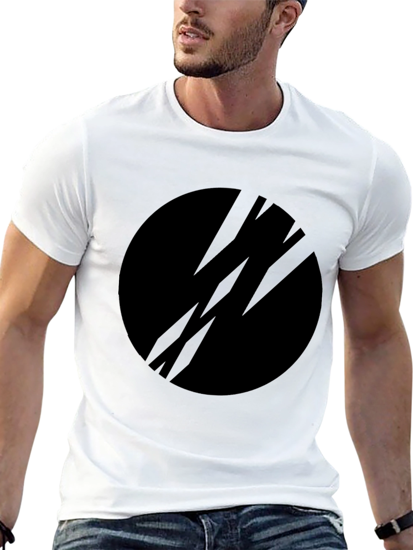 Black Graphic Tee - Modern Circle Design