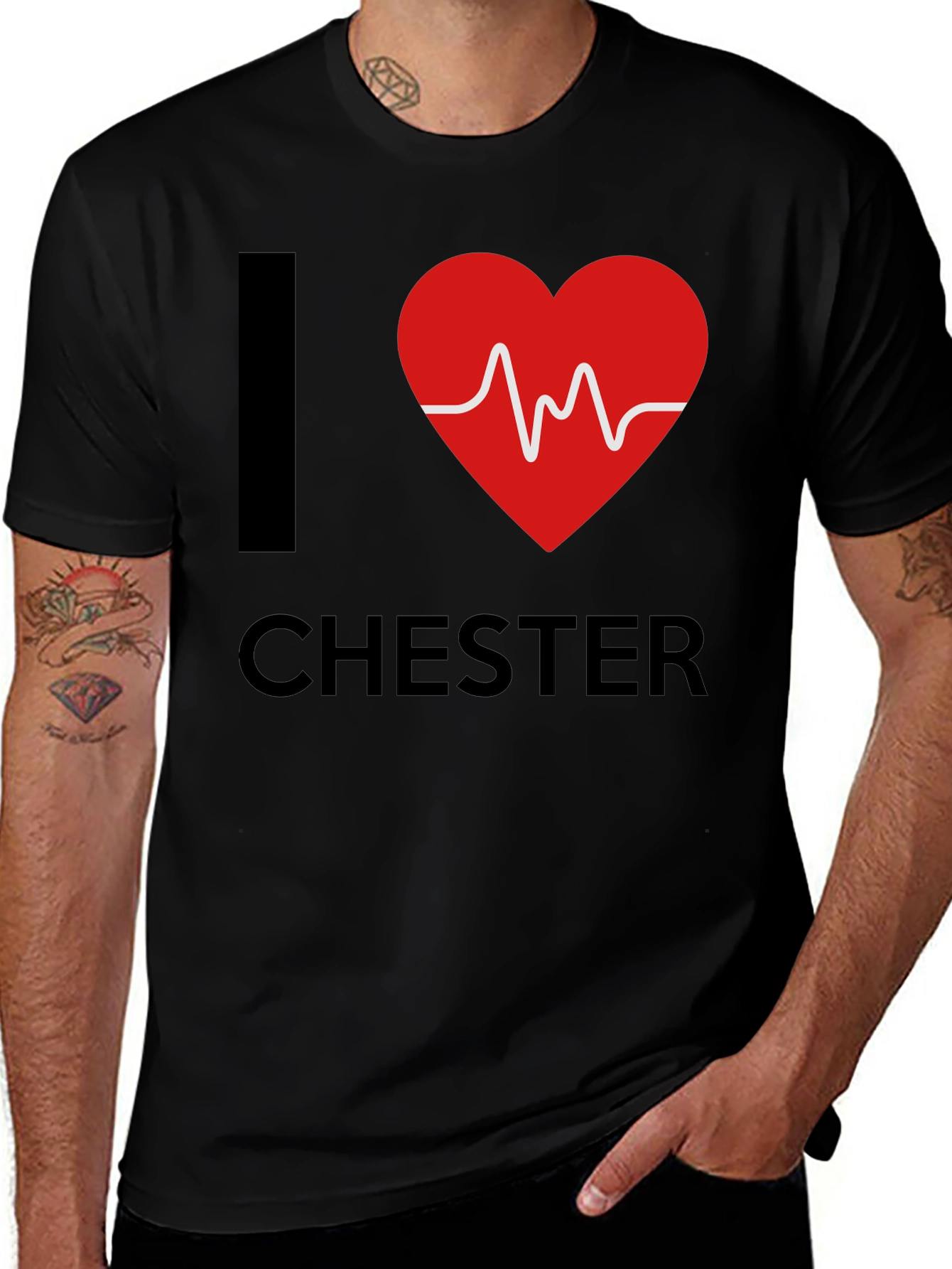 I Heart Chester T-Shirt Black Graphic Tee